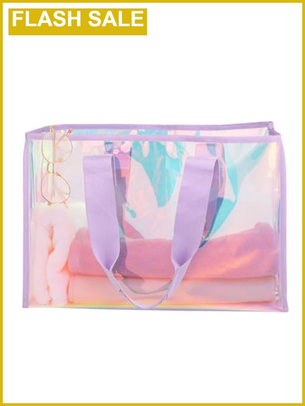 Iridescent Clear Beach Bag Jelly Tote Waterproof Pool Bag